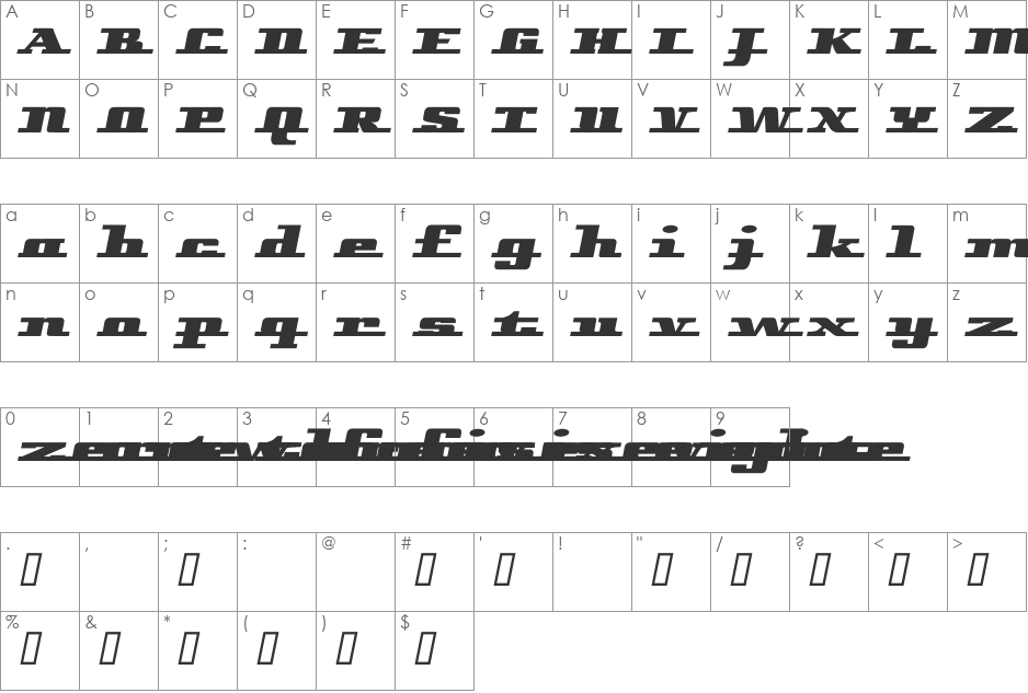 Remarcle font character map preview