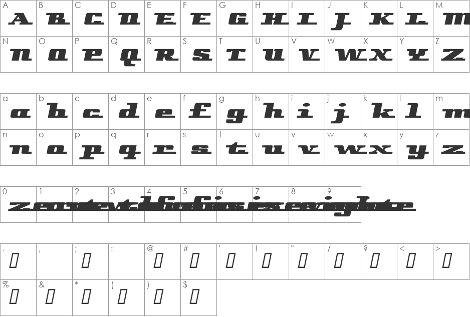 Remarcle font character map preview