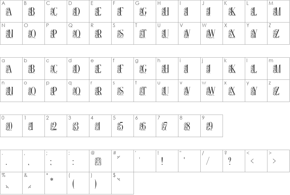 RemesloSTD font character map preview