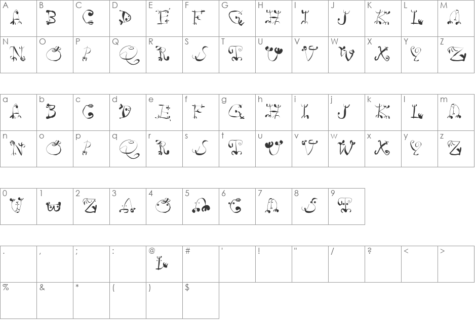 RemiDur font character map preview