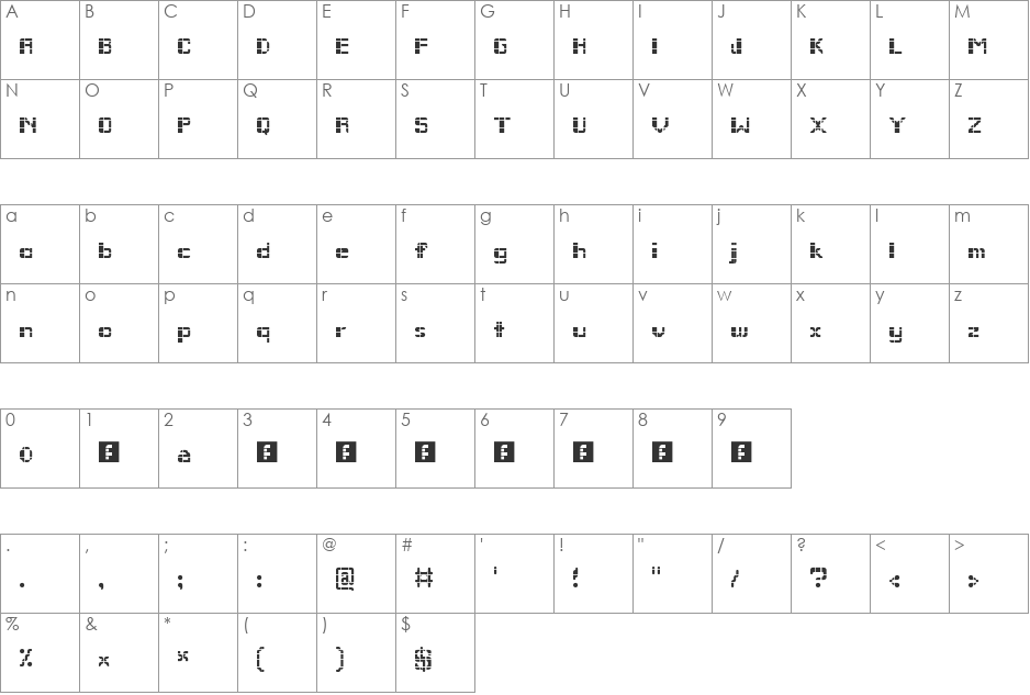 Remodula font character map preview