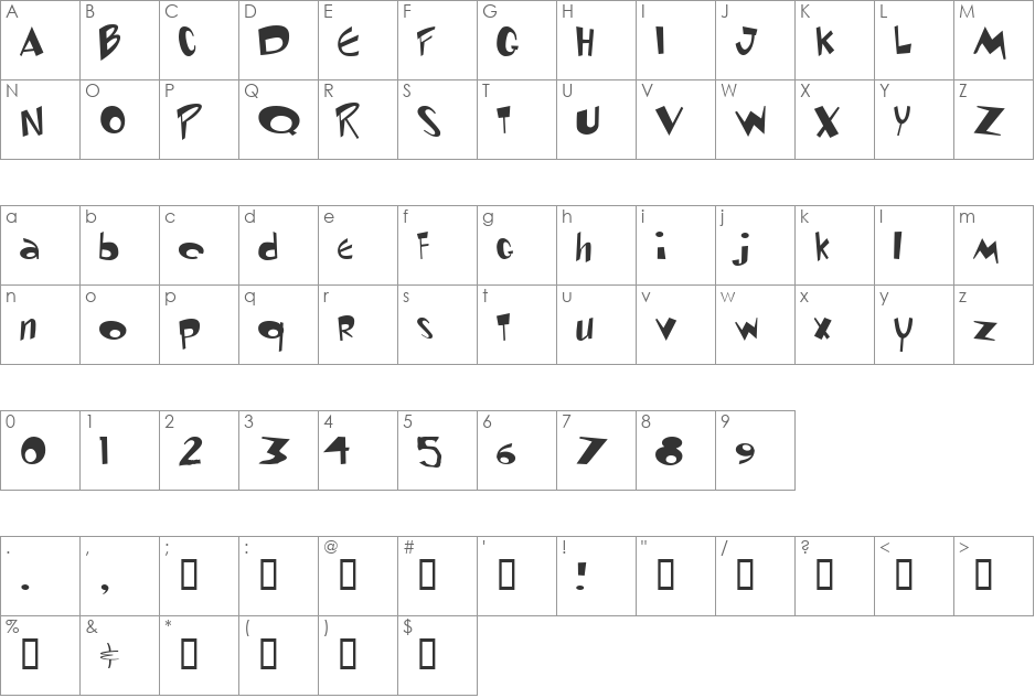 Ren & Stimpy font character map preview