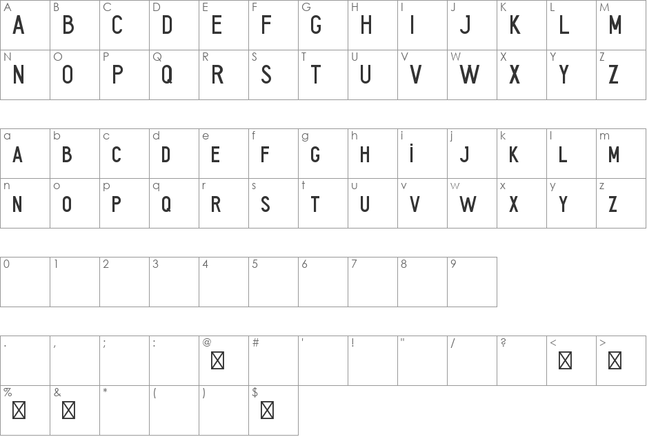 Bal font character map preview