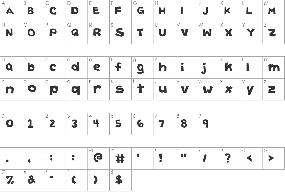 Rend Hauf Regular font character map preview
