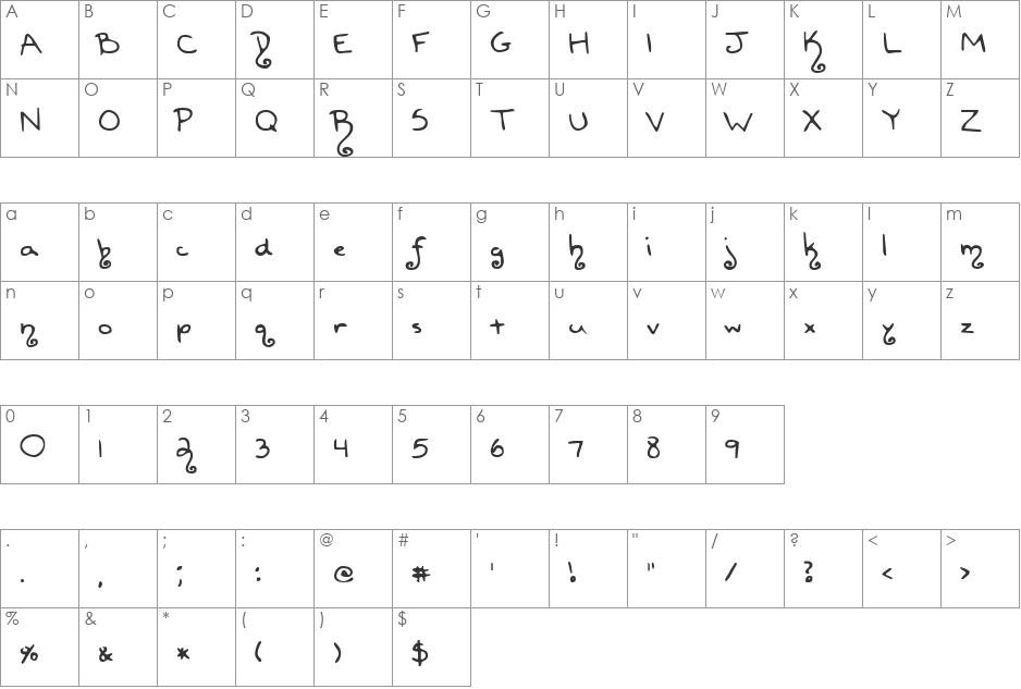 Renee font character map preview