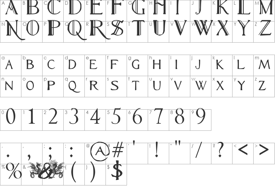 Renny Hybrid font character map preview