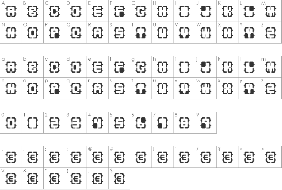 REOXY font character map preview
