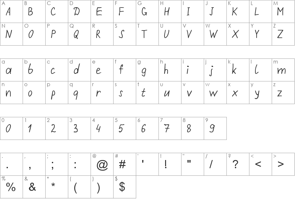 Repivmanusc font character map preview