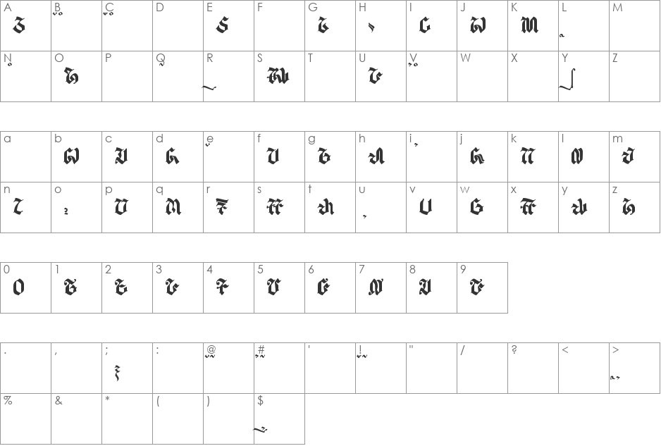 balaka - aksara sunda font character map preview