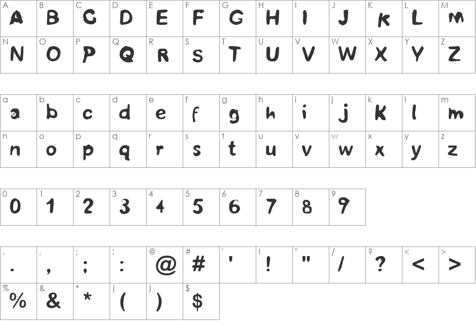 Reprise font character map preview