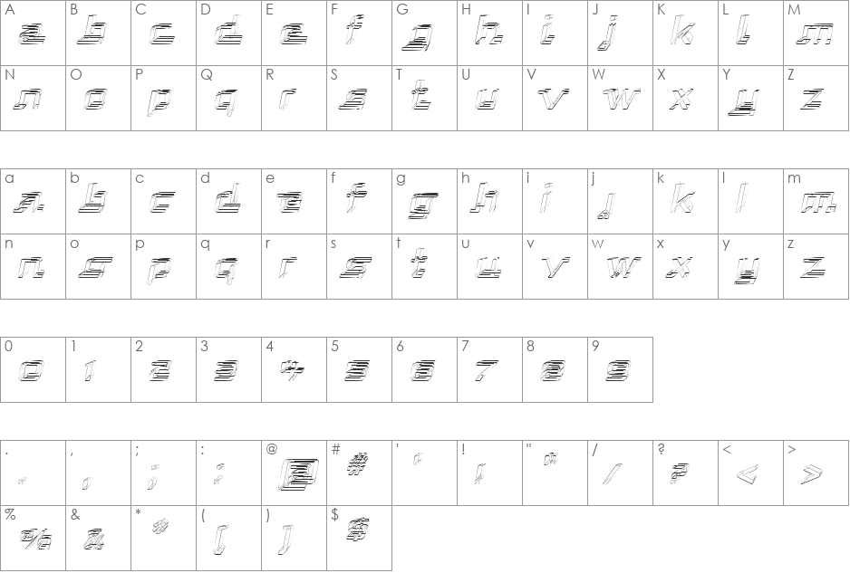 Republika - Sktech font character map preview