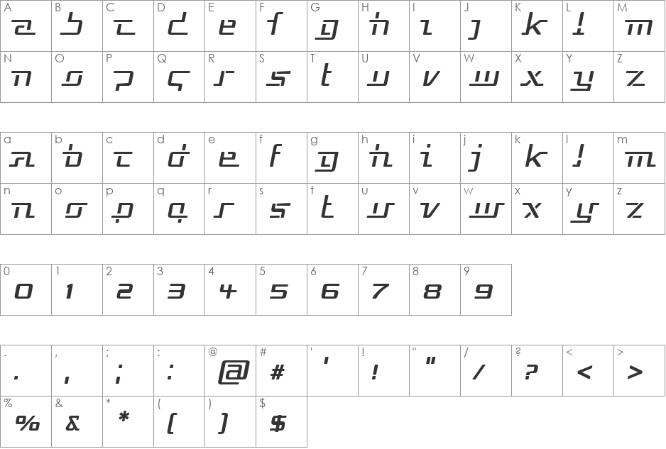 Republika V font character map preview