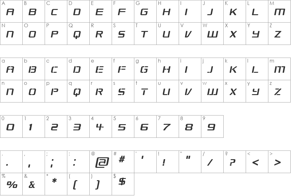 Republikaps font character map preview