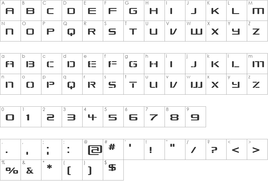 Republikaps Exp font character map preview