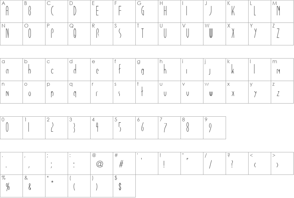 reQUIDMedium font character map preview