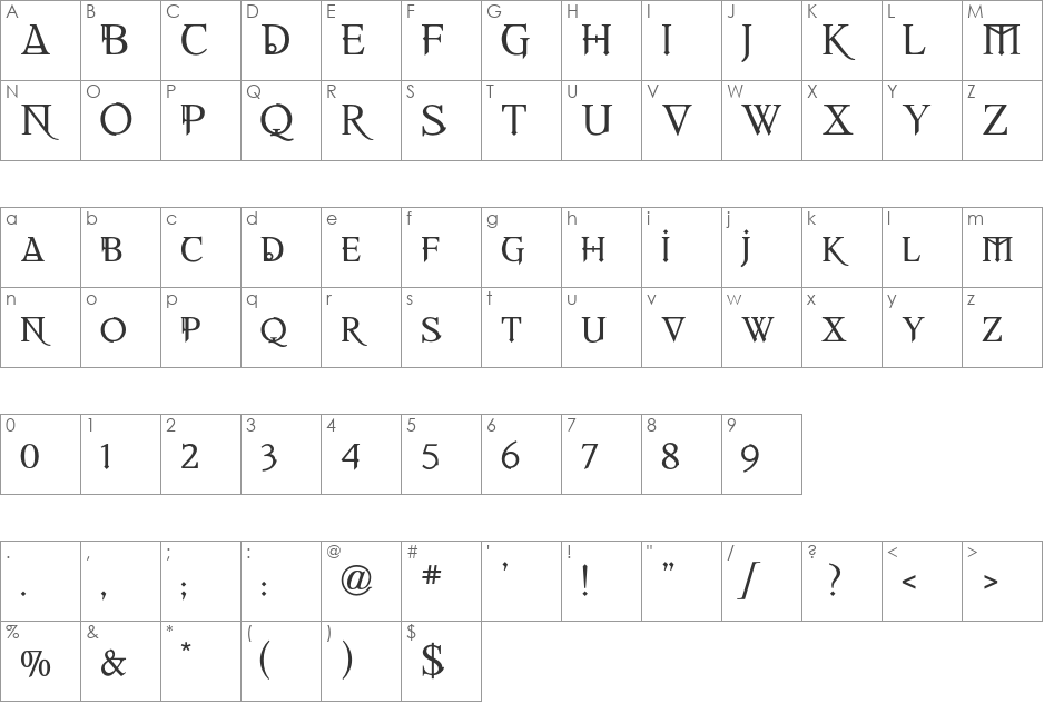 REQUIEM font character map preview
