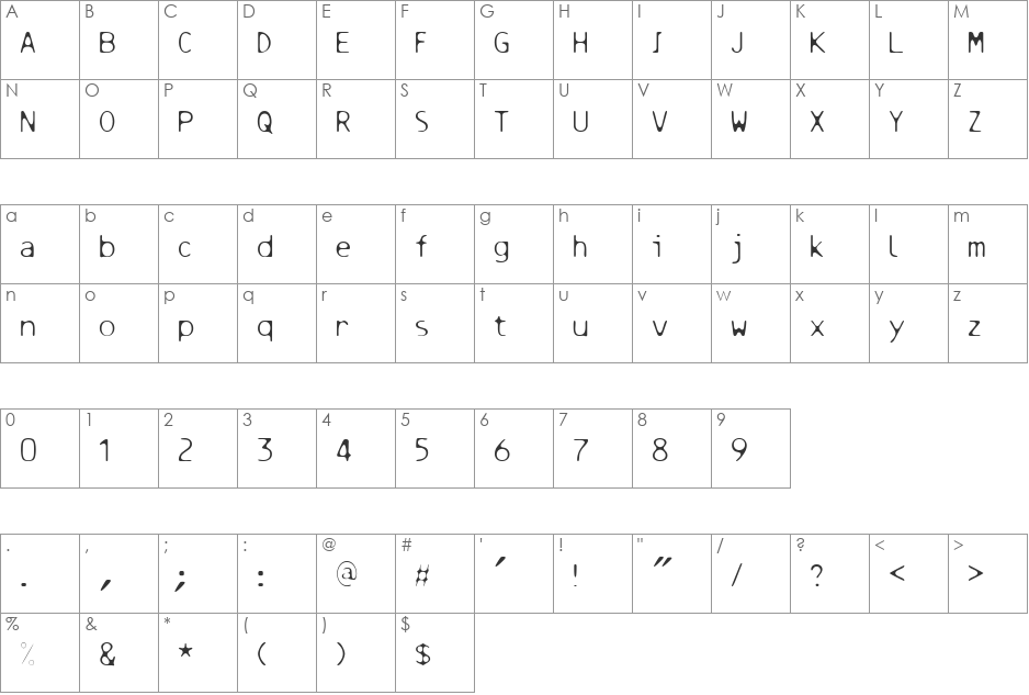 ResbalosoSlippingA font character map preview