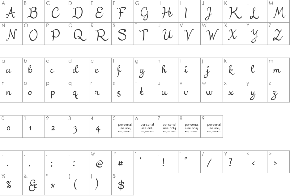 Residu?ln? font character map preview