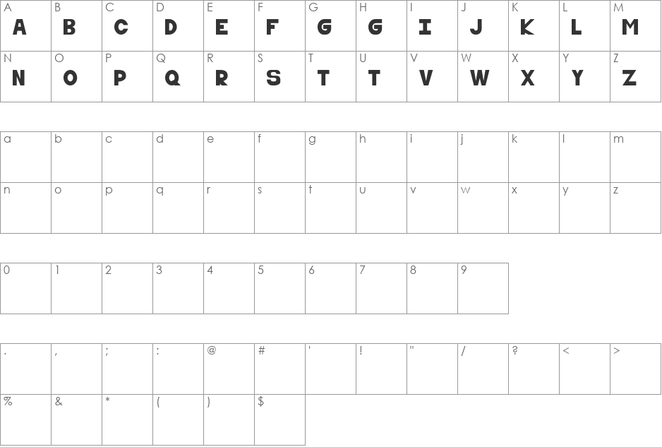 resilience font character map preview