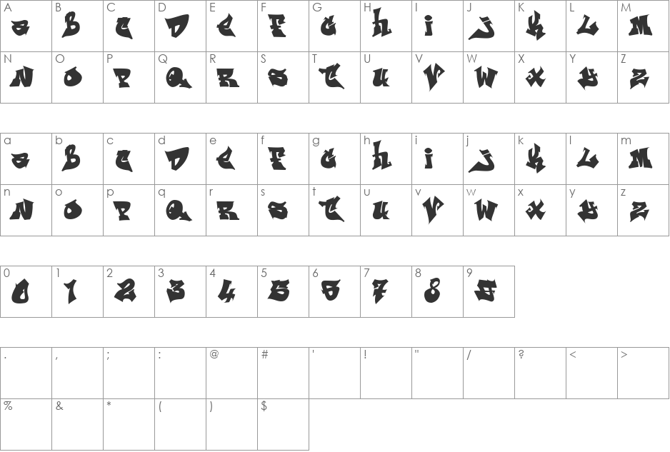ReskaGraf font character map preview