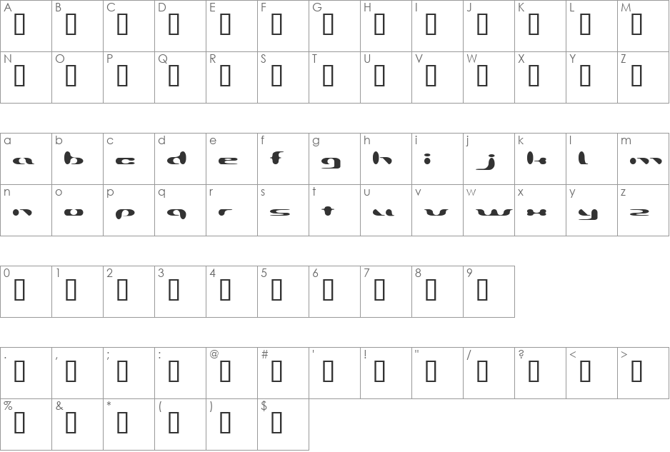 Addround font character map preview