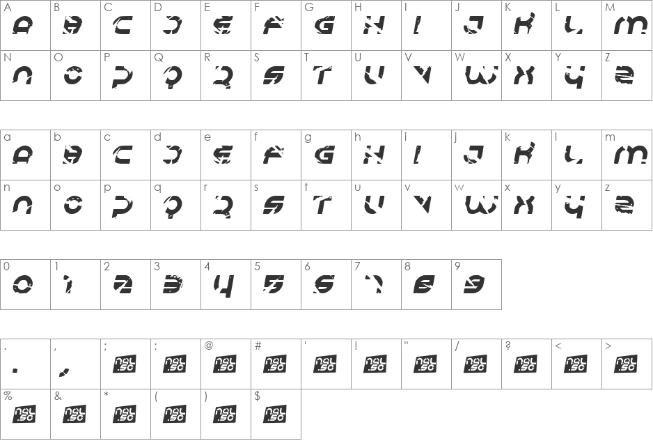 Respire font character map preview