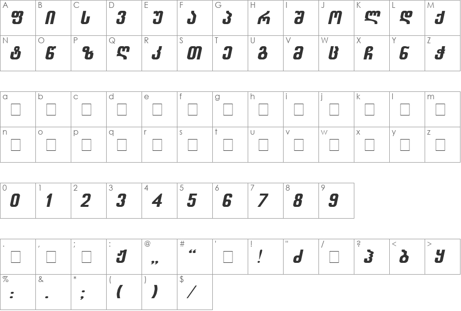 Balavery-ITV font character map preview