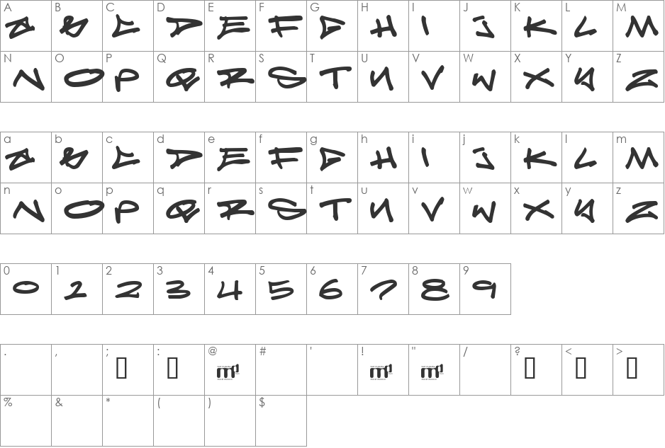 Reticulum 3 font character map preview