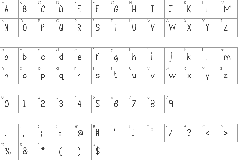 Balcony 101 font character map preview