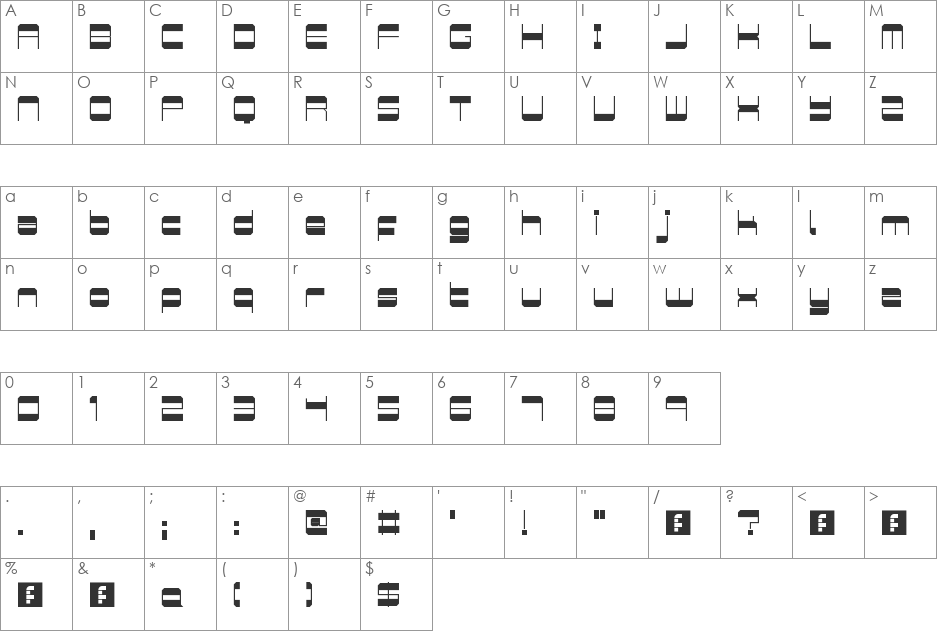 Retro Mania font character map preview