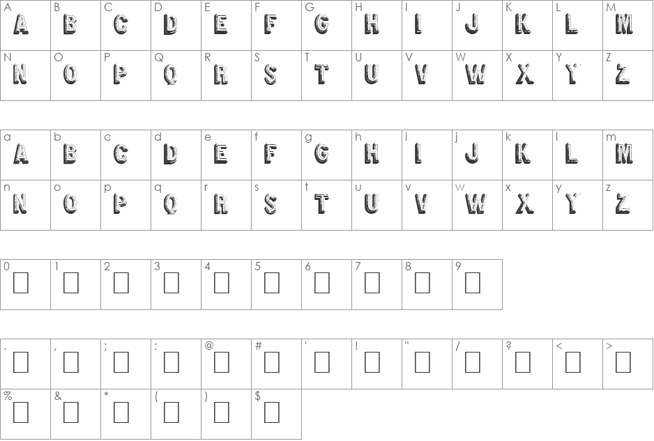 Retro sign font character map preview