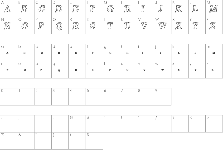 Retro Supermarket font character map preview