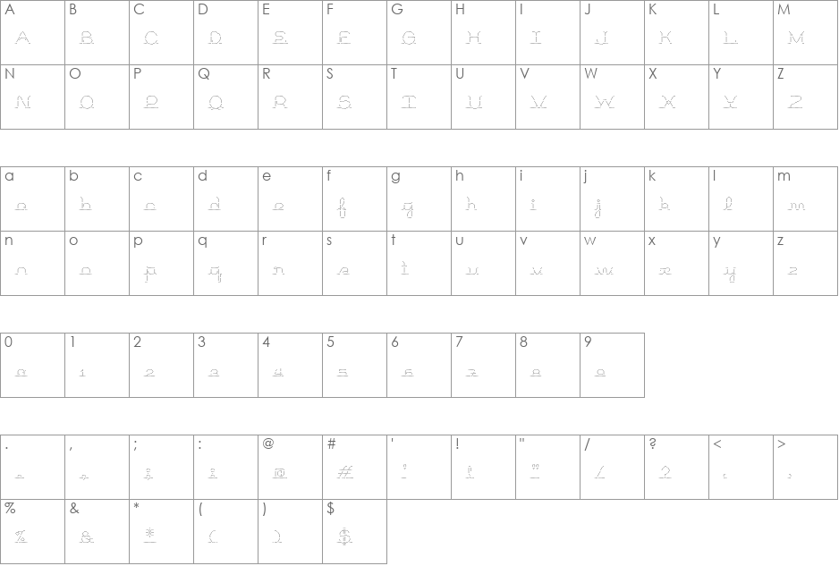 retro-electro font character map preview