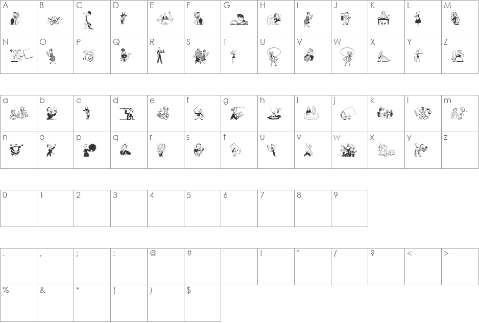 Retrodings Two font character map preview