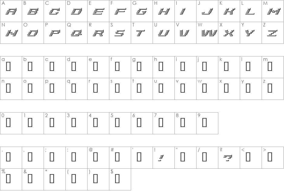 AddShade font character map preview