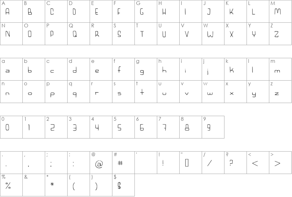RetroRocket font character map preview