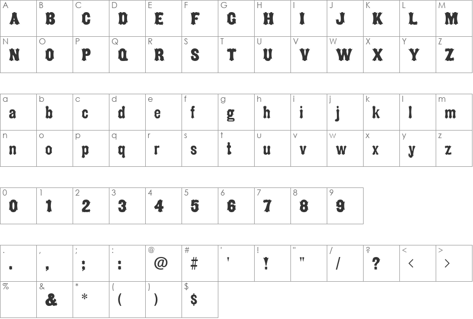 Balderdash font character map preview