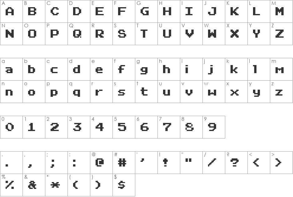 RetroVille NC font character map preview