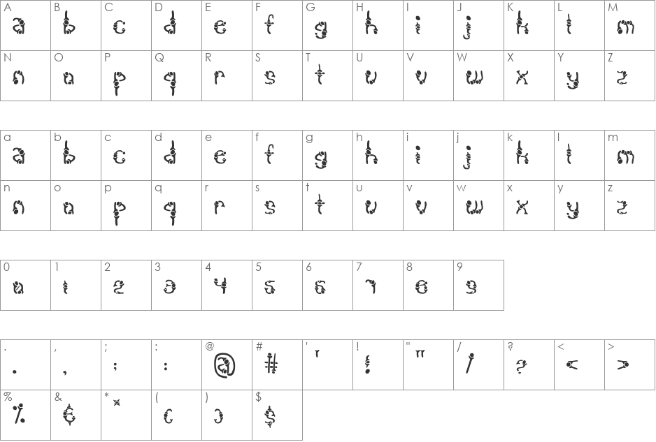 reverence font character map preview