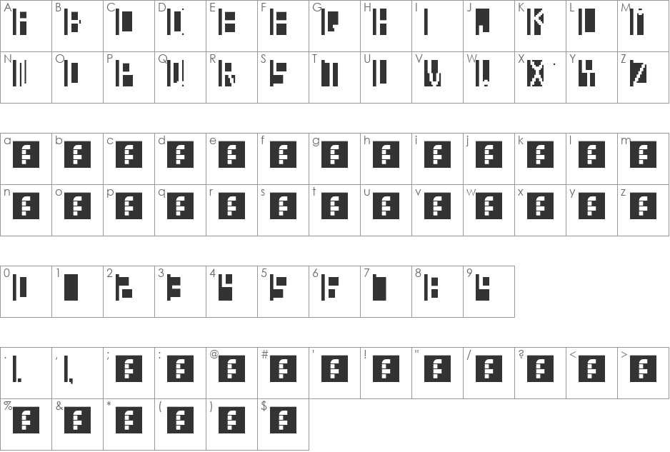 Reverse Block font character map preview