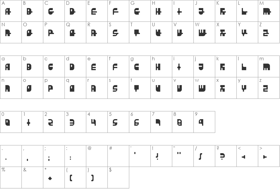 Revidendum font character map preview