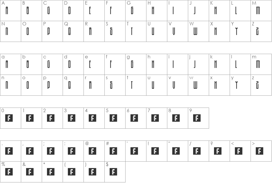 REVO font character map preview