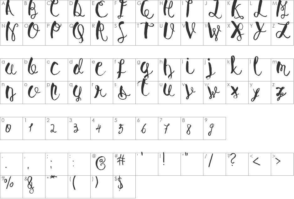 Baley Sun font character map preview