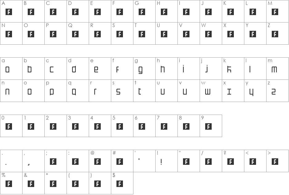 Revolution font character map preview