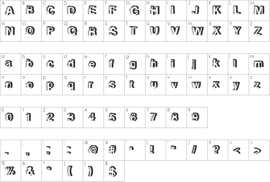 RewindForward font character map preview