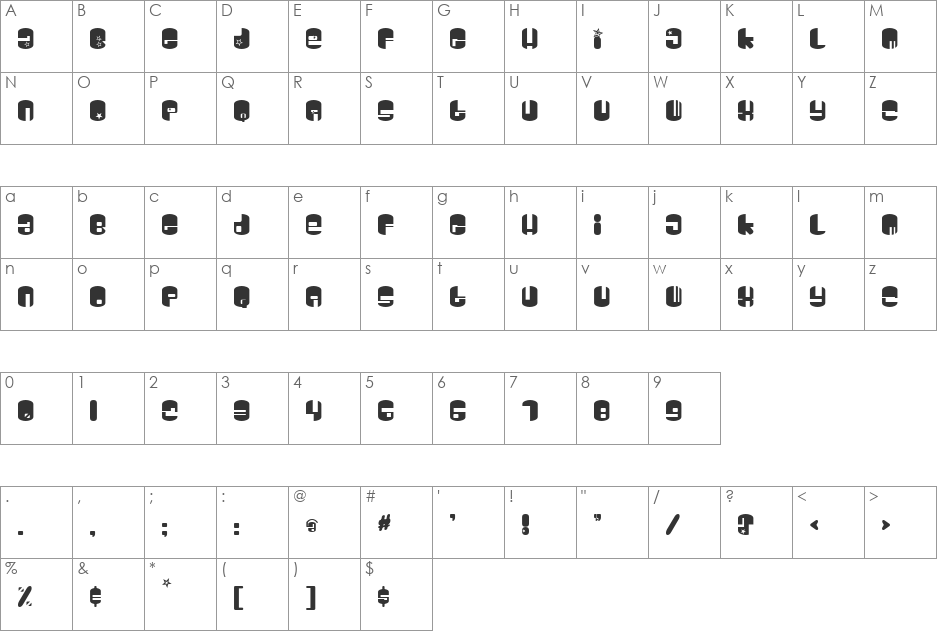 Rex font character map preview