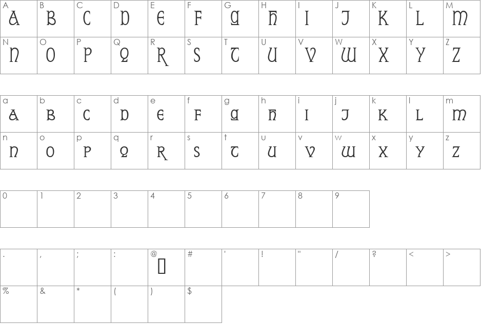 Reynard Demo font character map preview