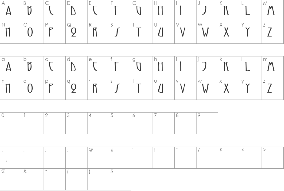 ReynoldCaps bold font character map preview