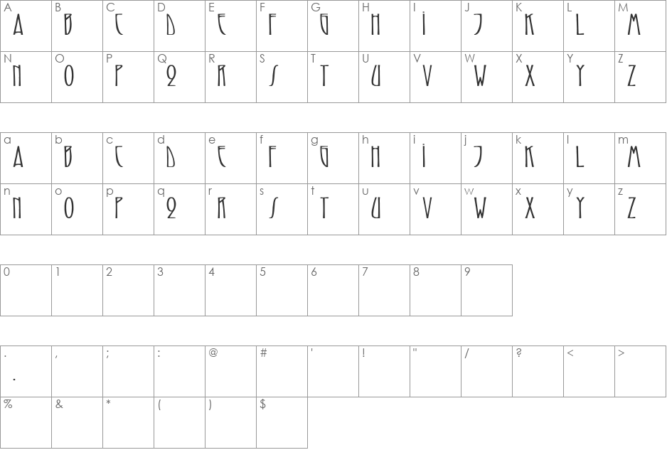 ReynoldCaps Cn bold font character map preview