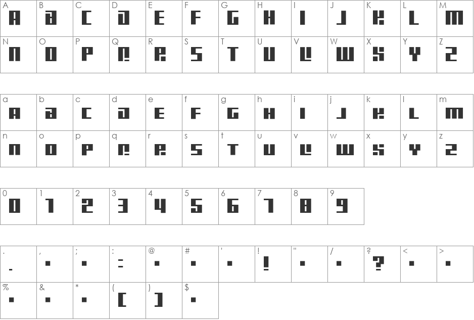RF b08r12 goodd font character map preview